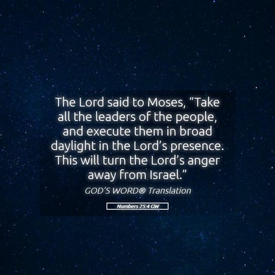 Picture 05 - Numbers 25:4 GW - The Lord said to Moses, “Take all the leaders - Bible Verse Picture