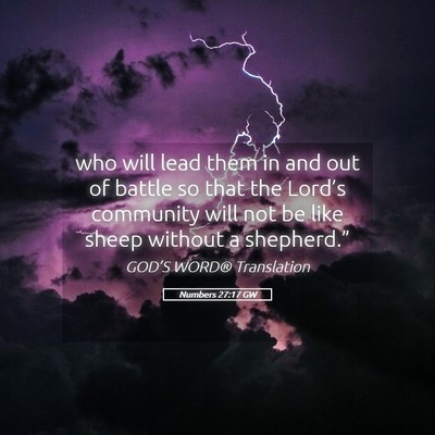 Picture 05 - Numbers 27:17 GW - who will lead them in and out of battle so that - Bible Verse Picture