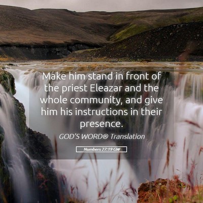 Picture 05 - Numbers 27:19 GW - Make him stand in front of the priest Eleazar and - Bible Verse Picture