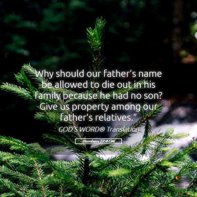 Picture 05 - Numbers 27:4 GW - Why should our father’s name be allowed to die - Bible Verse Picture