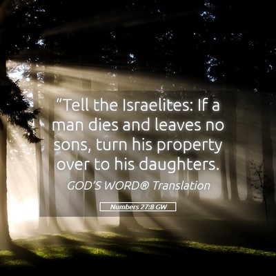 Picture 05 - Numbers 27:8 GW - “Tell the Israelites: If a man dies and leaves - Bible Verse Picture