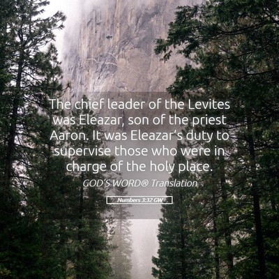 Picture 05 - Numbers 3:32 GW - The chief leader of the Levites was Eleazar, son - Bible Verse Picture
