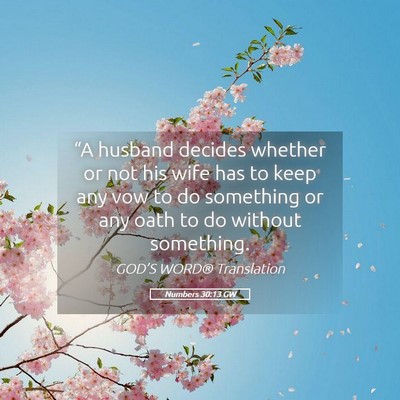 Picture 05 - Numbers 30:13 GW - “A husband decides whether or not his wife has - Bible Verse Picture