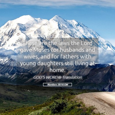 Picture 05 - Numbers 30:16 GW - These are the laws the Lord gave Moses for - Bible Verse Picture