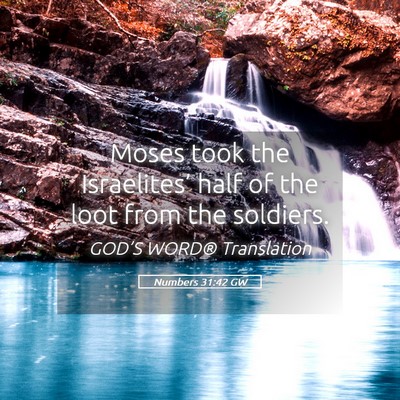 Picture 05 - Numbers 31:42 GW - Moses took the Israelites’ half of the loot - Bible Verse Picture