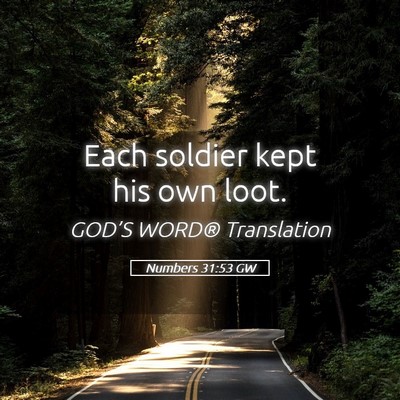 Picture 05 - Numbers 31:53 GW - Each soldier kept his own - Bible Verse Picture
