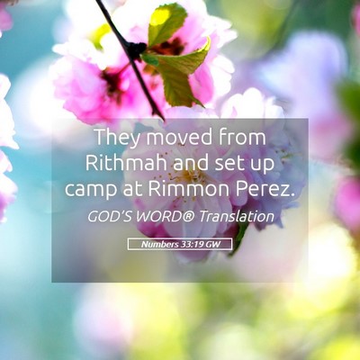 Picture 05 - Numbers 33:19 GW - They moved from Rithmah and set up camp at Rimmon - Bible Verse Picture