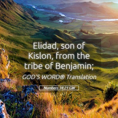 Picture 05 - Numbers 34:21 GW - Elidad, son of Kislon, from the tribe of - Bible Verse Picture