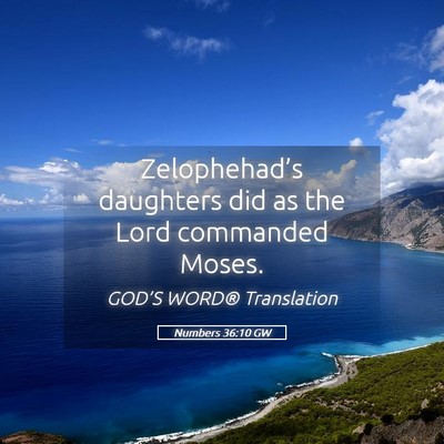 Picture 05 - Numbers 36:10 GW - Zelophehad’s daughters did as the Lord - Bible Verse Picture