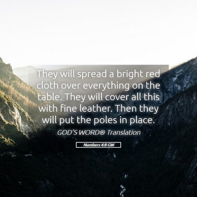 Picture 05 - Numbers 4:8 GW - They will spread a bright red cloth over - Bible Verse Picture
