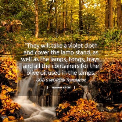 Picture 05 - Numbers 4:9 GW - “They will take a violet cloth and cover the - Bible Verse Picture