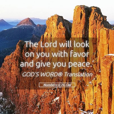 Picture 05 - Numbers 6:26 GW - The Lord will look on you with favor and give you - Bible Verse Picture