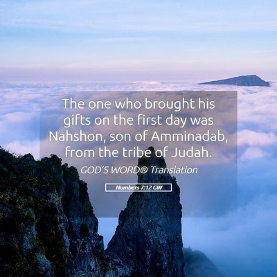 Picture 05 - Numbers 7:12 GW - The one who brought his gifts on the first day - Bible Verse Picture