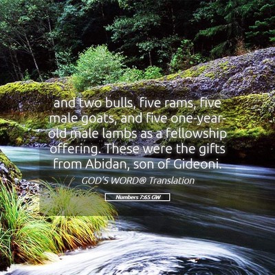 Picture 05 - Numbers 7:65 GW - and two bulls, five rams, five male goats, and - Bible Verse Picture