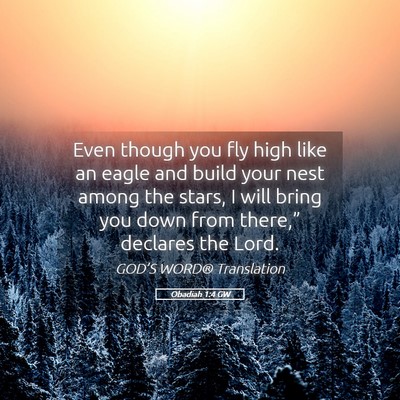 Picture 05 - Obadiah 1:4 GW - Even though you fly high like an eagle and build - Bible Verse Picture