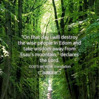 Picture 05 - Obadiah 1:8 GW - “On that day I will destroy the wise people in - Bible Verse Picture