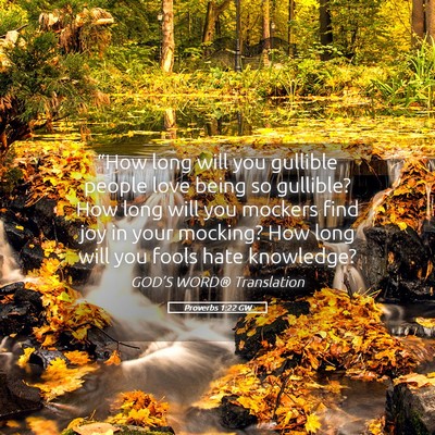 Picture 05 - Proverbs 1:22 GW - “How long will you gullible people love being - Bible Verse Picture