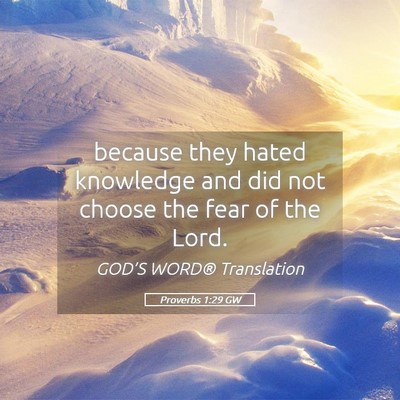Picture 05 - Proverbs 1:29 GW - because they hated knowledge and did not choose - Bible Verse Picture