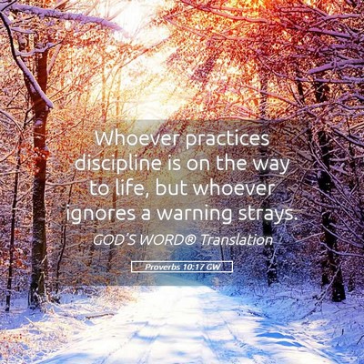 Picture 05 - Proverbs 10:17 GW - Whoever practices discipline is on the way to - Bible Verse Picture