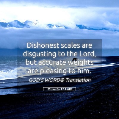 Picture 05 - Proverbs 11:1 GW - Dishonest scales are disgusting to the Lord, but - Bible Verse Picture