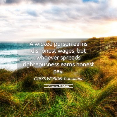 Picture 05 - Proverbs 11:18 GW - A wicked person earns dishonest wages, but - Bible Verse Picture
