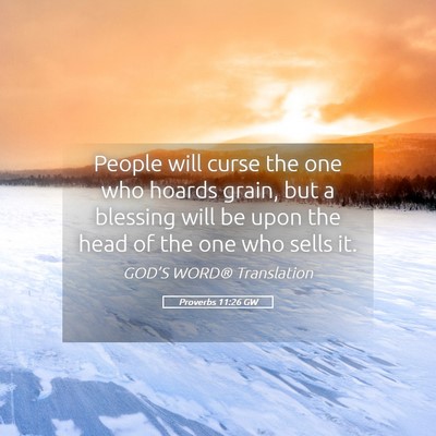 Picture 05 - Proverbs 11:26 GW - People will curse the one who hoards grain, but a - Bible Verse Picture