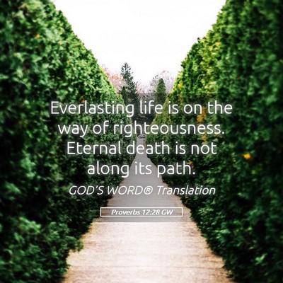 Picture 05 - Proverbs 12:28 GW - Everlasting life is on the way of righteousness. - Bible Verse Picture