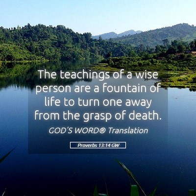 Picture 05 - Proverbs 13:14 GW - The teachings of a wise person are a fountain of - Bible Verse Picture