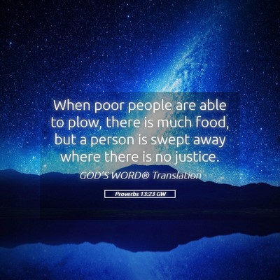 Picture 05 - Proverbs 13:23 GW - When poor people are able to plow, there is much - Bible Verse Picture
