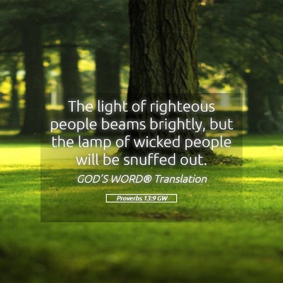 Picture 05 - Proverbs 13:9 GW - The light of righteous people beams brightly, but - Bible Verse Picture