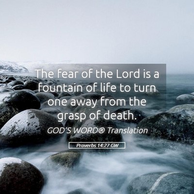 Picture 05 - Proverbs 14:27 GW - The fear of the Lord is a fountain of life to - Bible Verse Picture