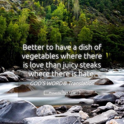 Picture 05 - Proverbs 15:17 GW - Better to have a dish of vegetables where there - Bible Verse Picture