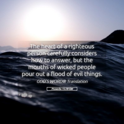 Picture 05 - Proverbs 15:28 GW - The heart of a righteous person carefully - Bible Verse Picture