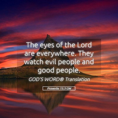 Picture 05 - Proverbs 15:3 GW - The eyes of the Lord are everywhere. They watch - Bible Verse Picture