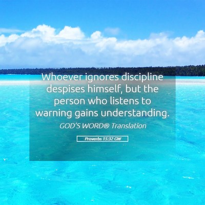 Picture 05 - Proverbs 15:32 GW - Whoever ignores discipline despises himself, but - Bible Verse Picture