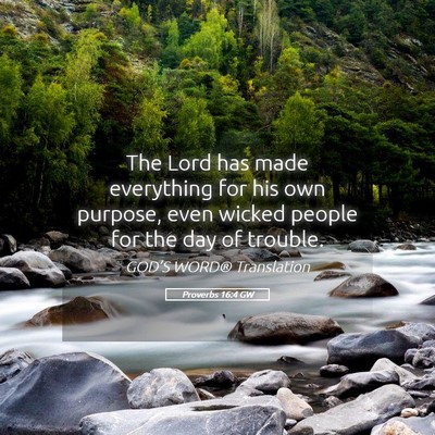 Picture 05 - Proverbs 16:4 GW - The Lord has made everything for his own purpose, - Bible Verse Picture