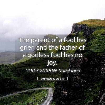 Picture 05 - Proverbs 17:21 GW - The parent of a fool has grief, and the father of - Bible Verse Picture