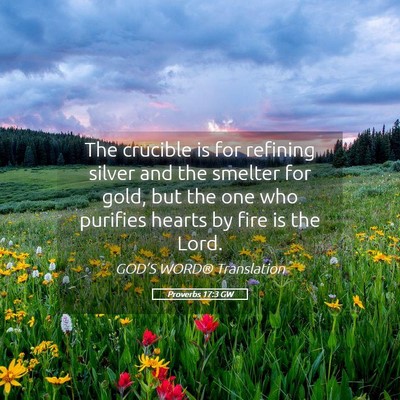Picture 05 - Proverbs 17:3 GW - The crucible is for refining silver and the - Bible Verse Picture