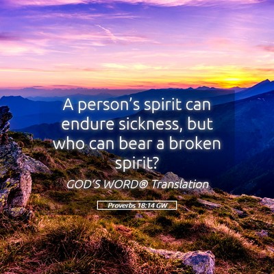 Picture 05 - Proverbs 18:14 GW - A person’s spirit can endure sickness, but who - Bible Verse Picture