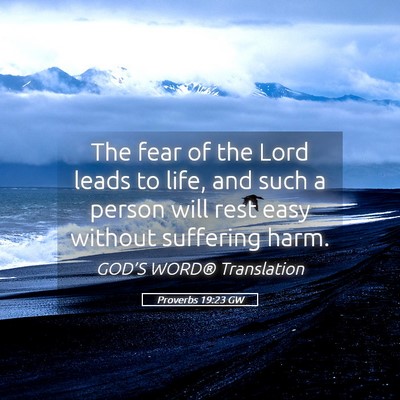Picture 05 - Proverbs 19:23 GW - The fear of the Lord leads to life, and such a - Bible Verse Picture