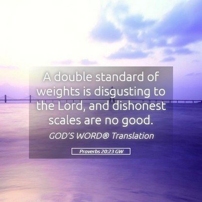Picture 05 - Proverbs 20:23 GW - A double standard of weights is disgusting to the - Bible Verse Picture