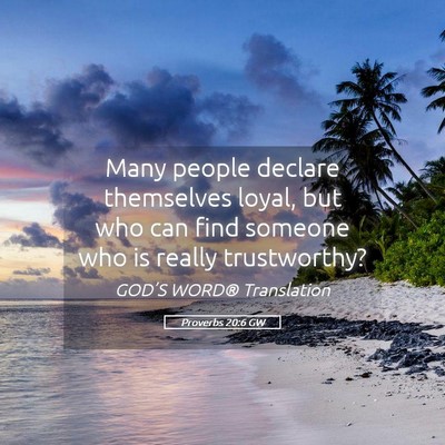 Picture 05 - Proverbs 20:6 GW - Many people declare themselves loyal, but who can - Bible Verse Picture