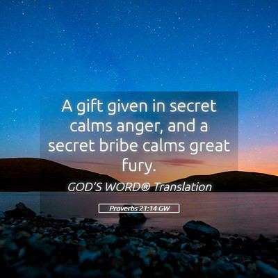 Picture 05 - Proverbs 21:14 GW - A gift given in secret calms anger, and a secret - Bible Verse Picture