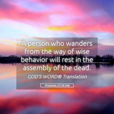 Picture 05 - Proverbs 21:16 GW - A person who wanders from the way of wise - Bible Verse Picture