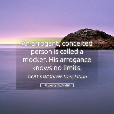 Picture 05 - Proverbs 21:24 GW - An arrogant, conceited person is called a mocker. - Bible Verse Picture