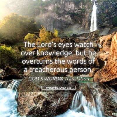 Picture 05 - Proverbs 22:12 GW - The Lord’s eyes watch over knowledge, but he - Bible Verse Picture