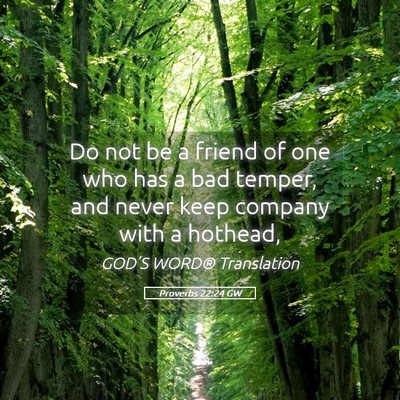 Picture 05 - Proverbs 22:24 GW - Do not be a friend of one who has a bad temper, - Bible Verse Picture