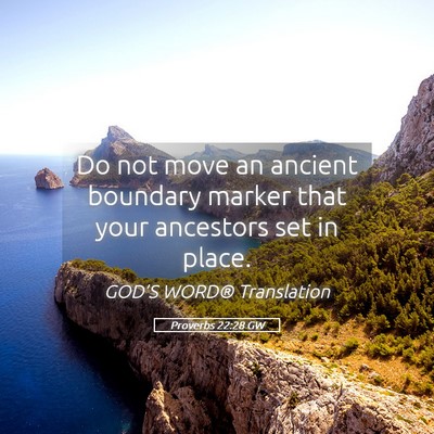 Picture 05 - Proverbs 22:28 GW - Do not move an ancient boundary marker that your - Bible Verse Picture