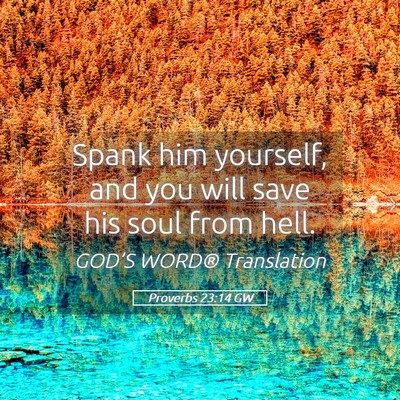 Picture 05 - Proverbs 23:14 GW - Spank him yourself, and you will save his soul - Bible Verse Picture