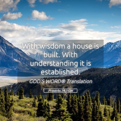 Picture 05 - Proverbs 24:3 GW - With wisdom a house is built. With understanding - Bible Verse Picture